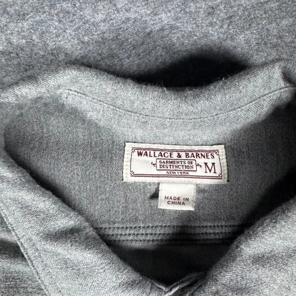 Wallace‎ & Barnes Mens Medium Grey Cotton Jersey Button Down Workshirt Utility